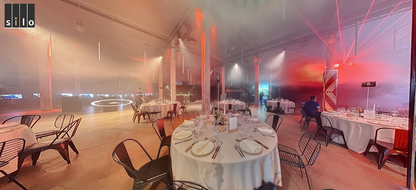 SILO Brussels event space configured for a gala dinner